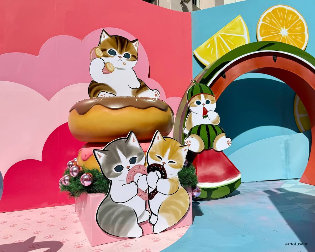 Mofusand donut cat display at Bugis Town