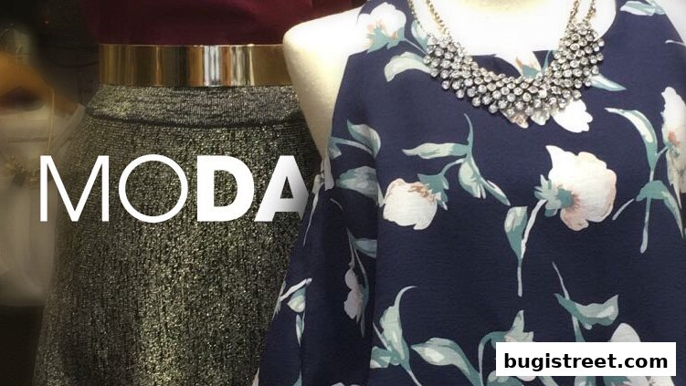 Mannequins display stylish clothing and accessories from Moda Boutique.