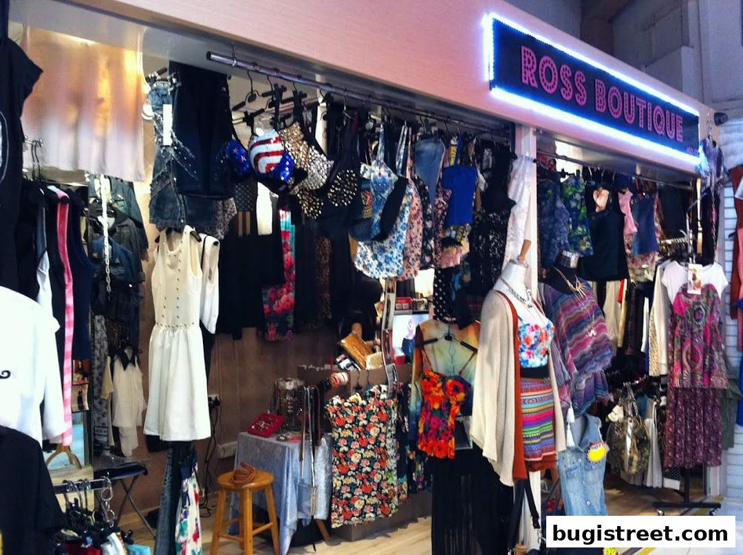 Ross Boutique shop front displaying a variety of trendy clothing and accessories.