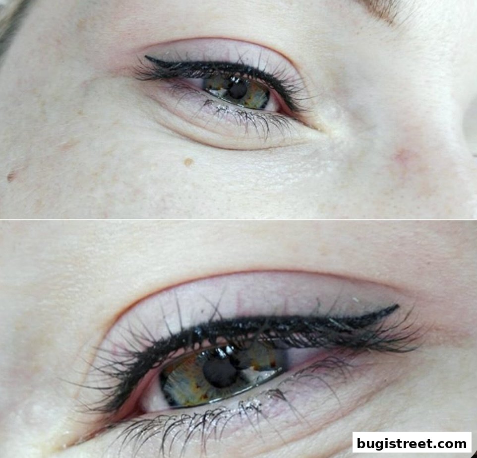 Close-up of a woman's eye showcasing flawless winged eyeliner and lashes.
