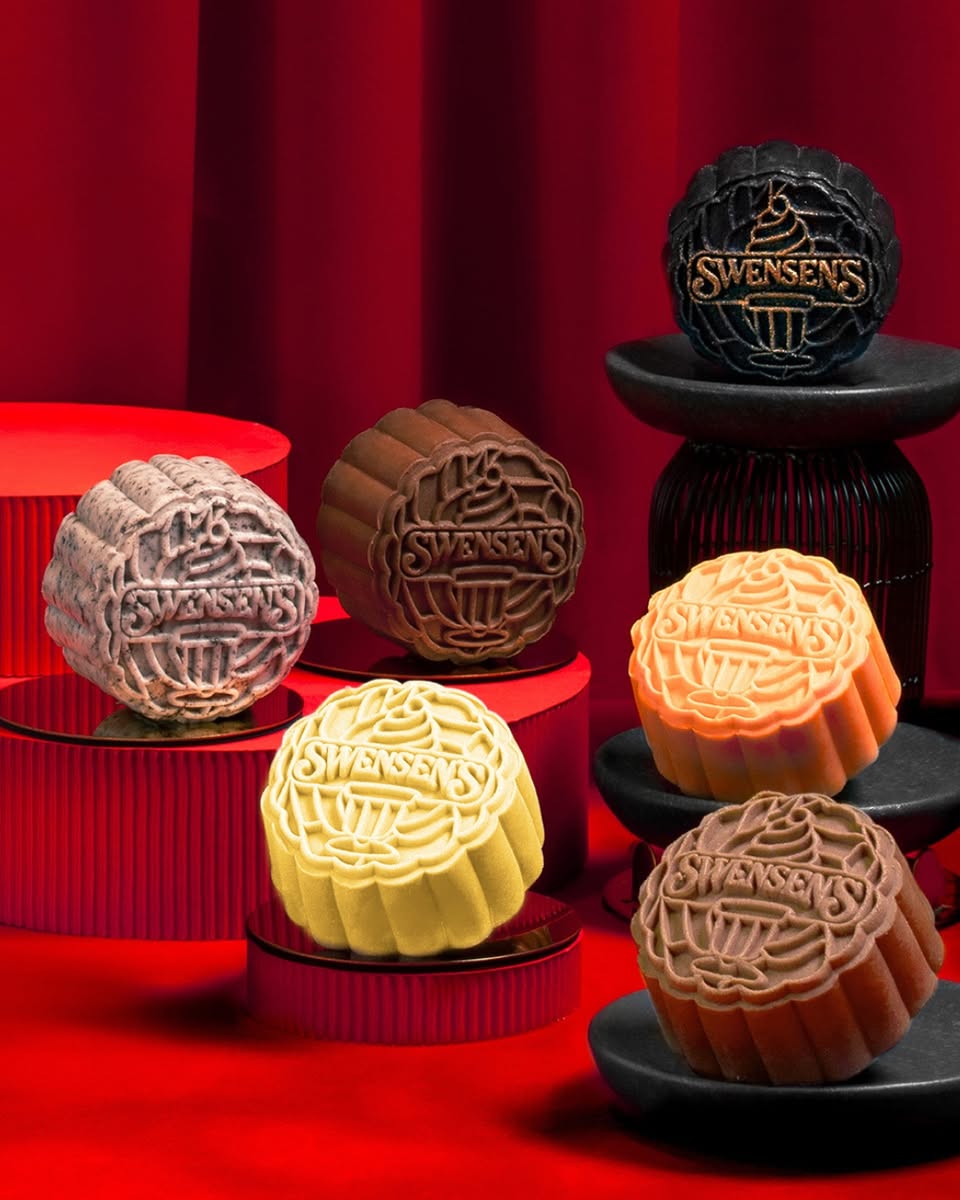 Assortment of vibrant snowskin mooncakes, perhaps with mochi or ice cream fillings.