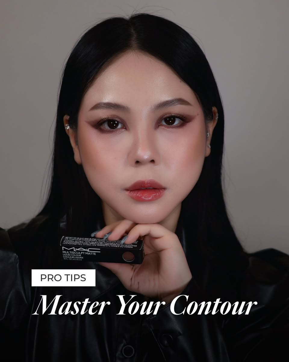 Close-up of sculpted and snatched makeup look